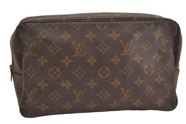 Auth Louis Vuitton Monogram Trousse Toilette 28 Clutch Hand Bag Old Model 5711J