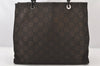 Authentic GUCCI Bamboo Hand Bag GG Nylon Leather 0021010 Black Brown 5711K