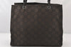 Authentic GUCCI Bamboo Hand Bag GG Nylon Leather 0021010 Black Brown 5711K