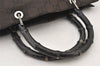 Authentic GUCCI Bamboo Hand Bag GG Nylon Leather 0021010 Black Brown 5711K