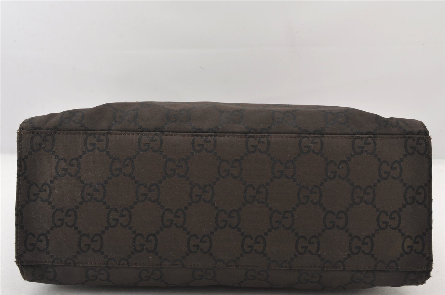 Authentic GUCCI Bamboo Hand Bag GG Nylon Leather 0021010 Black Brown 5711K