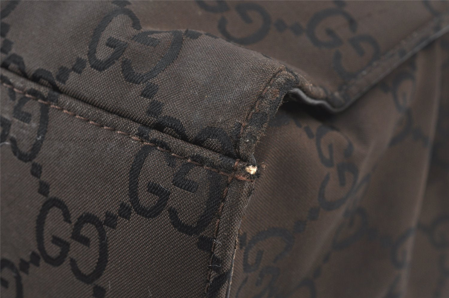 Authentic GUCCI Bamboo Hand Bag GG Nylon Leather 0021010 Black Brown 5711K