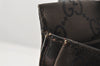 Authentic GUCCI Bamboo Hand Bag GG Nylon Leather 0021010 Black Brown 5711K