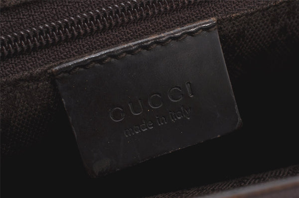 Authentic GUCCI Bamboo Hand Bag GG Nylon Leather 0021010 Black Brown 5711K