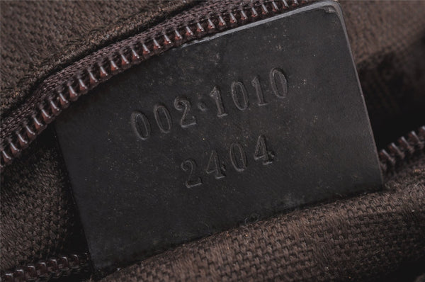 Authentic GUCCI Bamboo Hand Bag GG Nylon Leather 0021010 Black Brown 5711K