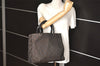 Authentic GUCCI Bamboo Hand Bag GG Nylon Leather 0021010 Black Brown 5711K