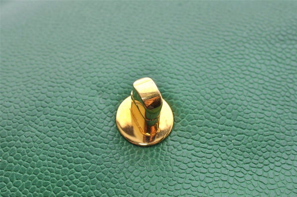 Authentic CHANEL Caviar Skin Vintage CC Logo Chain Shoulder Bag Green Junk 5716I