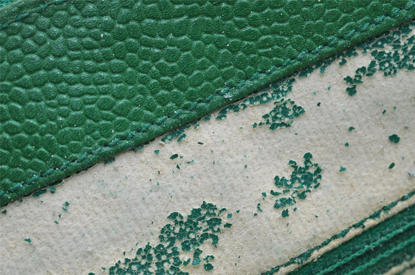 Authentic CHANEL Caviar Skin Vintage CC Logo Chain Shoulder Bag Green Junk 5716I