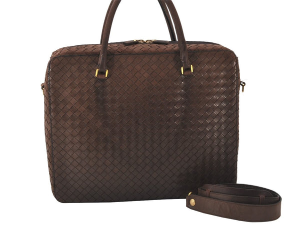 Authentic BOTTEGA VENETA Vintage Intrecciato Leather 2Way Briefcase Brown 5716K