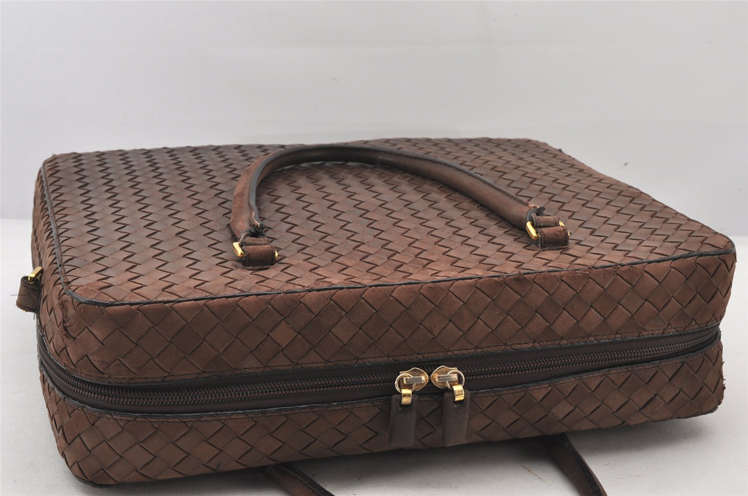 Authentic BOTTEGA VENETA Vintage Intrecciato Leather 2Way Briefcase Brown 5716K