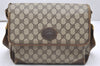 Authentic GUCCI Vintage Shoulder Cross Body Bag Purse GG PVC Leather Brown 5718K