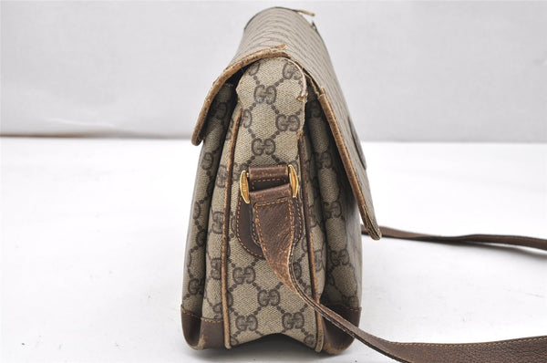 Authentic GUCCI Vintage Shoulder Cross Body Bag Purse GG PVC Leather Brown 5718K