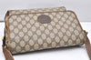 Authentic GUCCI Vintage Shoulder Cross Body Bag Purse GG PVC Leather Brown 5718K
