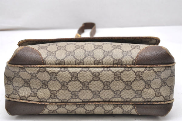 Authentic GUCCI Vintage Shoulder Cross Body Bag Purse GG PVC Leather Brown 5718K