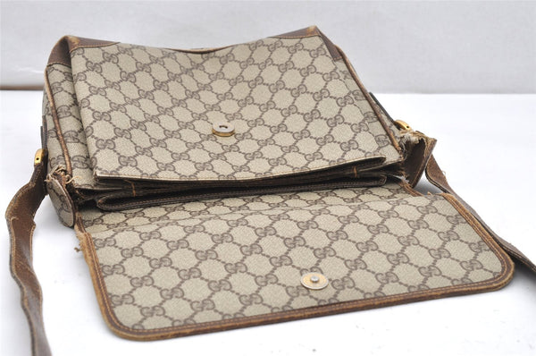 Authentic GUCCI Vintage Shoulder Cross Body Bag Purse GG PVC Leather Brown 5718K