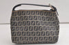 Authentic FENDI Vintage Zucchino Hand Bag Purse Canvas Leather Navy Junk 5719K