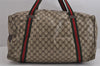 Authentic GUCCI Web Sherry Line Boston Hand Bag GG PVC Leather Brown 5720J