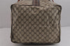Authentic GUCCI Web Sherry Line Boston Hand Bag GG PVC Leather Brown 5720J