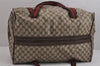 Authentic GUCCI Web Sherry Line Boston Hand Bag GG PVC Leather Brown 5720J