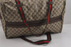 Authentic GUCCI Web Sherry Line Boston Hand Bag GG PVC Leather Brown 5720J