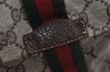 Authentic GUCCI Web Sherry Line Boston Hand Bag GG PVC Leather Brown 5720J