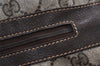 Authentic GUCCI Web Sherry Line Boston Hand Bag GG PVC Leather Brown 5720J