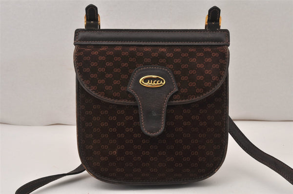 Authentic GUCCI Micro GG Suede Leather Shoulder Cross Bag Purse Brown Junk 5723K