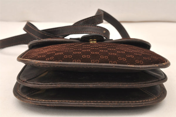Authentic GUCCI Micro GG Suede Leather Shoulder Cross Bag Purse Brown Junk 5723K