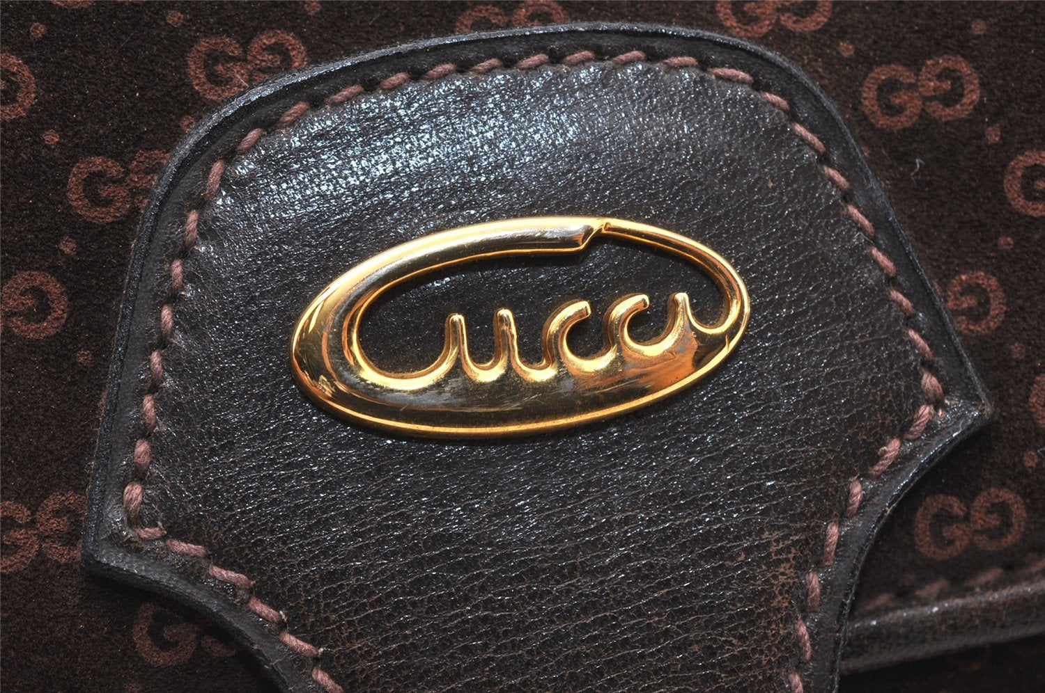 Authentic GUCCI Micro GG Suede Leather Shoulder Cross Bag Purse Brown Junk 5723K