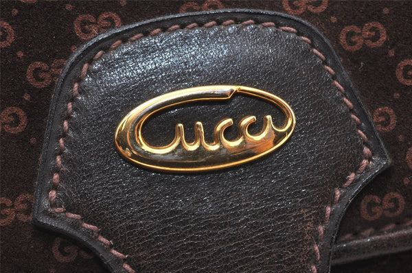 Authentic GUCCI Micro GG Suede Leather Shoulder Cross Bag Purse Brown Junk 5723K