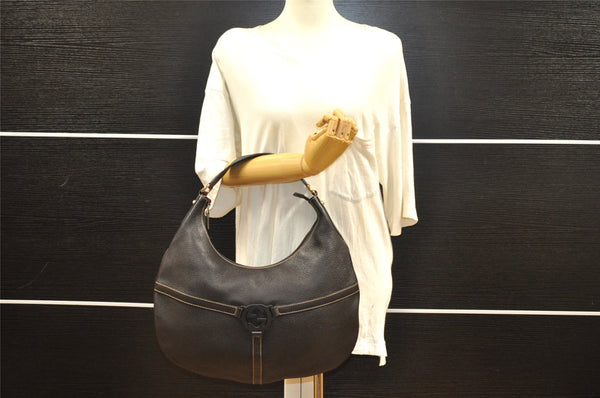 Authentic GUCCI Interlocking G Shoulder Hand Bag Leather 253338 Brown 5725I