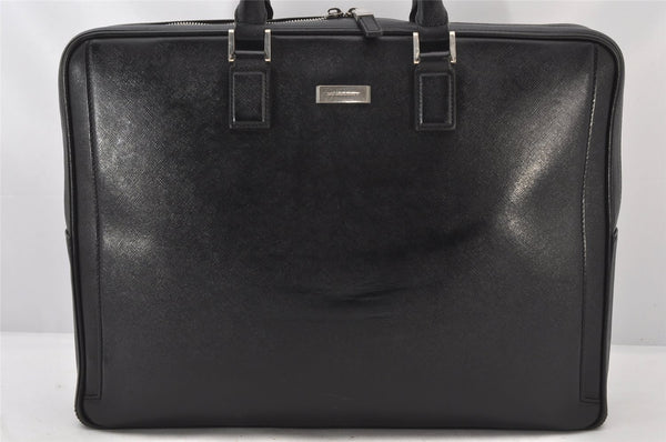 Authentic BURBERRY Vintage Leather Briefcase Business Bag Black 5725K