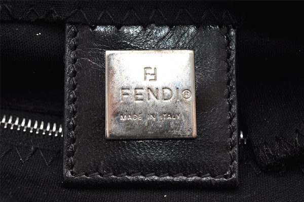 Authentic FENDI Mamma Baguette Shoulder Hand Bag Jersey Leather Black 5728I