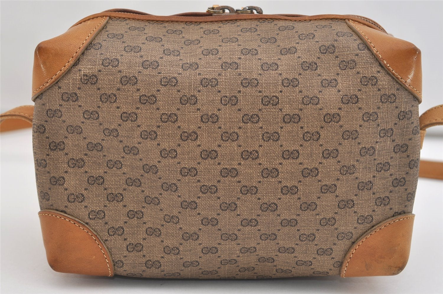 Authentic GUCCI Micro GG PVC Leather Shoulder Cross Body Bag Purse Brown 5728J