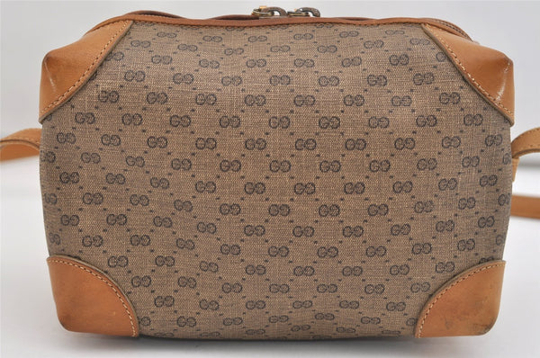 Authentic GUCCI Micro GG PVC Leather Shoulder Cross Body Bag Purse Brown 5728J