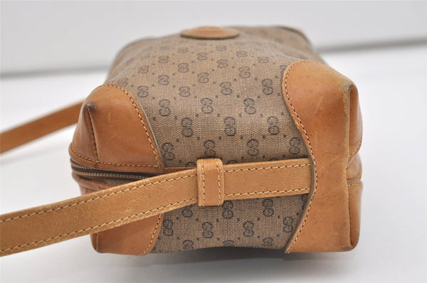 Authentic GUCCI Micro GG PVC Leather Shoulder Cross Body Bag Purse Brown 5728J