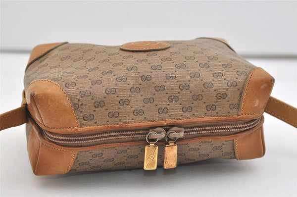 Authentic GUCCI Micro GG PVC Leather Shoulder Cross Body Bag Purse Brown 5728J