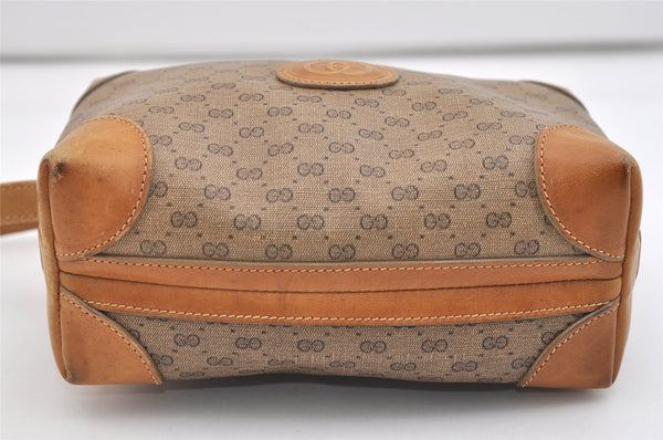 Authentic GUCCI Micro GG PVC Leather Shoulder Cross Body Bag Purse Brown 5728J