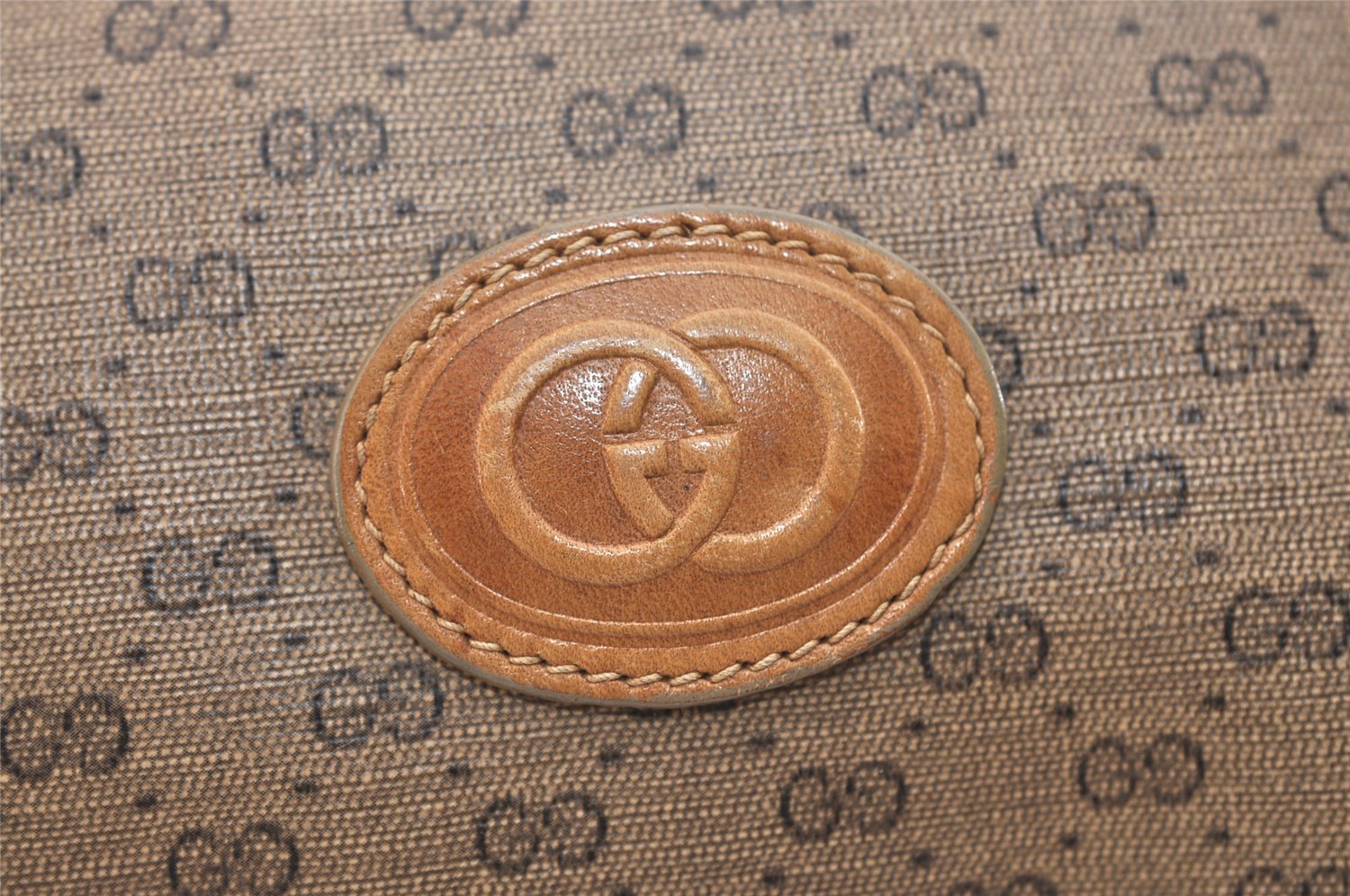 Authentic GUCCI Micro GG PVC Leather Shoulder Cross Body Bag Purse Brown 5728J