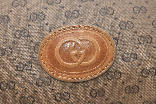 Authentic GUCCI Micro GG PVC Leather Shoulder Cross Body Bag Purse Brown 5728J