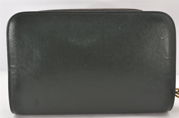 Authentic Louis Vuitton Taiga Baikal Clutch Bag Green M30184 LV 5728K