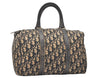 Authentic Christian Dior Trotter Hand Boston Bag Canvas Leather Blue 5729K