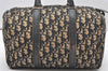 Authentic Christian Dior Trotter Hand Boston Bag Canvas Leather Blue 5729K