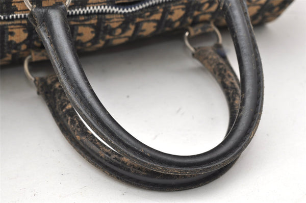 Authentic Christian Dior Trotter Hand Boston Bag Canvas Leather Blue 5729K