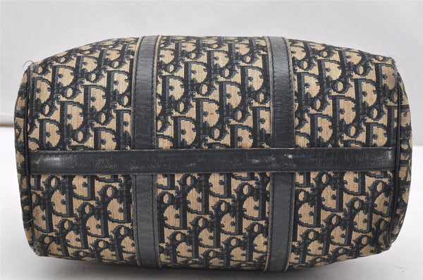 Authentic Christian Dior Trotter Hand Boston Bag Canvas Leather Blue 5729K