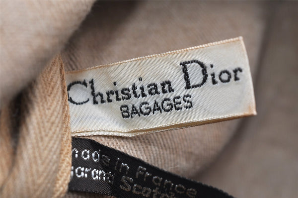 Authentic Christian Dior Trotter Hand Boston Bag Canvas Leather Blue 5729K