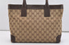 Authentic GUCCI Vintage Hand Tote Bag GG Canvas Leather 0021119 Brown 5730J