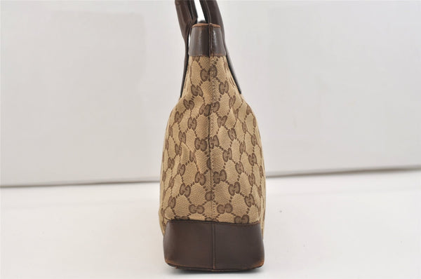 Authentic GUCCI Vintage Hand Tote Bag GG Canvas Leather 0021119 Brown 5730J