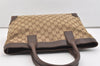 Authentic GUCCI Vintage Hand Tote Bag GG Canvas Leather 0021119 Brown 5730J