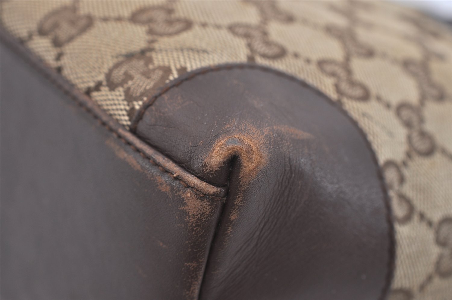 Authentic GUCCI Vintage Hand Tote Bag GG Canvas Leather 0021119 Brown 5730J